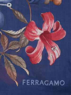Kašmira šalle ar ziediem Ferragamo zils