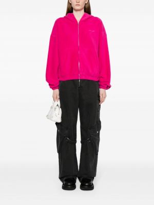 Fleece hoodie mit stickerei We11done pink