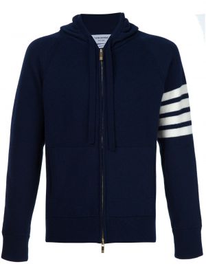 Strick hoodie mit reißverschluss Thom Browne blau