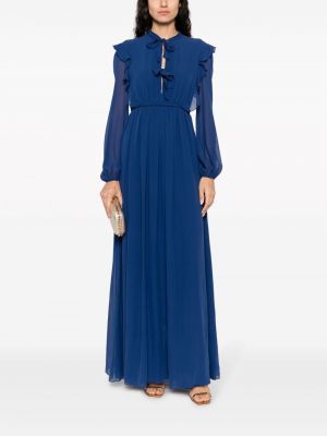 Hedvábné večerní šaty s mašlí Giambattista Valli modré