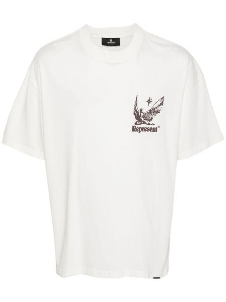 Памучна тениска с принт Represent бяло