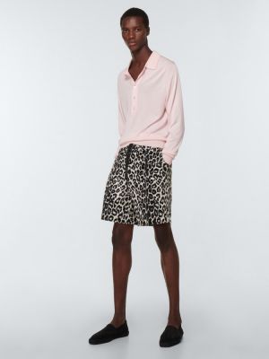 Satenaste kratke hlače s potiskom z leopardjim vzorcem Tom Ford