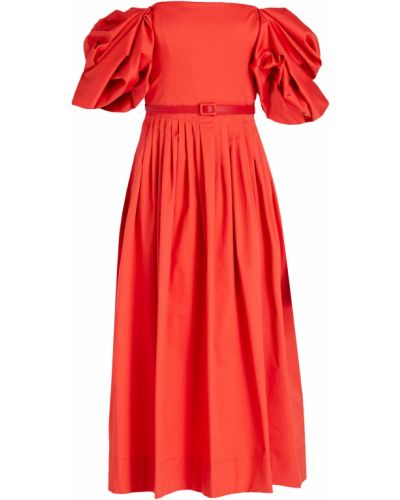 Бавовняне плаття міді плісироване Oscar De La Renta, червоне