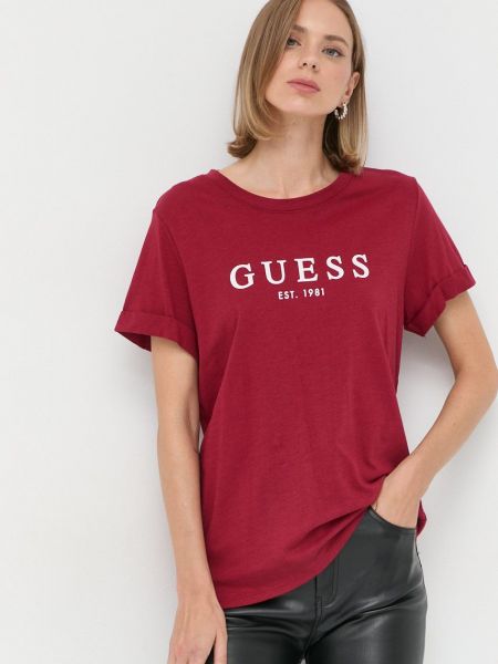 Тениска Guess винено червено