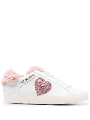 Pels sneakers Love Moschino hvit