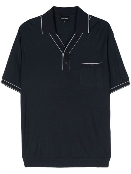 Megztas polo marškinėliai Giorgio Armani mėlyna