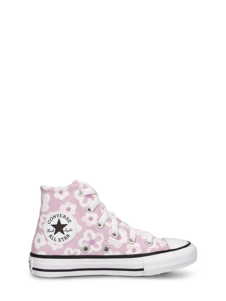 Floral brodert canvas sneakers for jenter Converse lilla