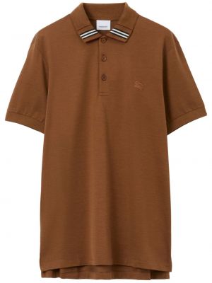 Kokvilnas polo krekls ar izšuvumiem Burberry brūns