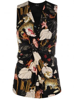 Blomstret tank top med print Etro svart