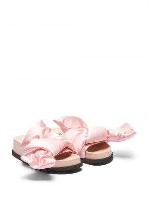 Zīda satīna sandales ar banti N°21 rozā