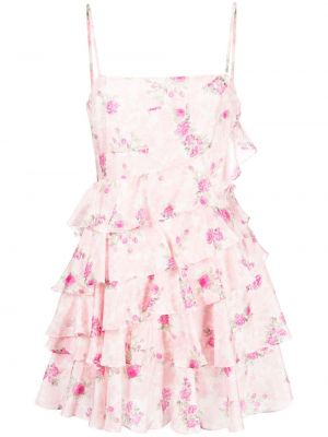 Růžové hedvábné mini šaty Loveshackfancy