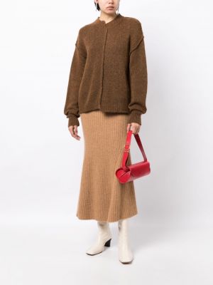 Dzianinowy sweter asymetryczny Uma Wang brązowy