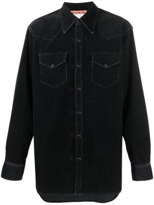 Rifľová košeľa na gombíky Acne Studios čierna