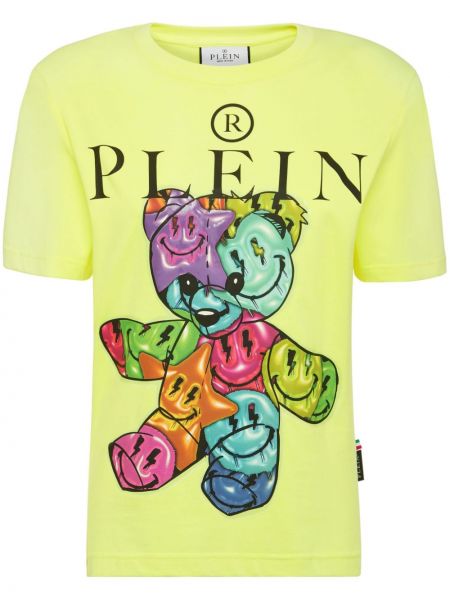 Kokvilnas t-krekls Philipp Plein dzeltens