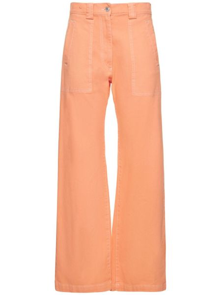 Voľné bavlnené džínsy Msgm oranžová