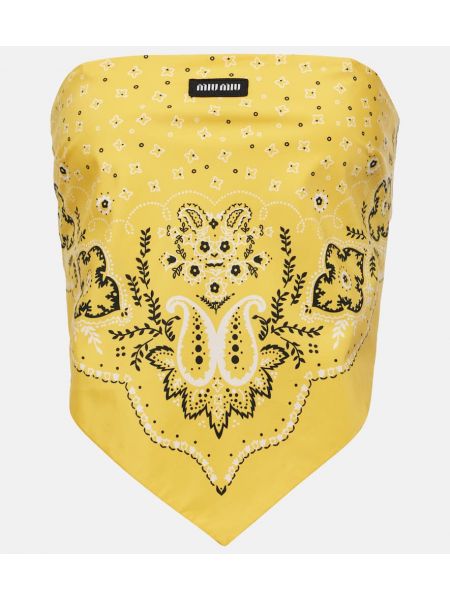 Top de algodón con estampado Miu Miu amarillo