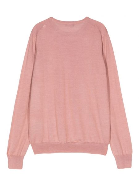 Jedwabny sweter wełniany Barba różowy
