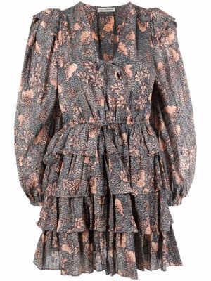 Ruffle trykt floral dress Ulla Johnson blå