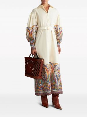Kokvilnas kleita ar apdruku ar lāsīšu rakstu Etro balts