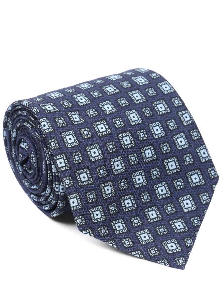 Шелковый галстук с принтом Cesare Attolini синий