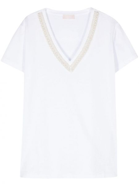 Marškinėliai su perlais Liu Jo balta