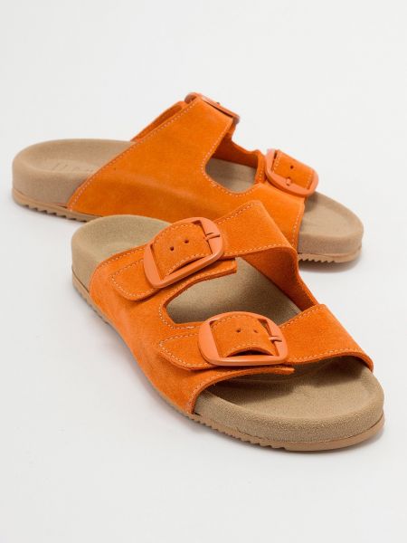 Papuci de casă din piele de căprioară din piele Luvishoes portocaliu