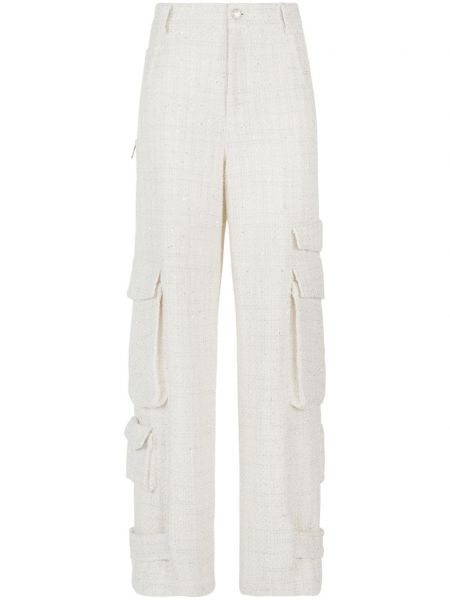 „cargo“ stiliaus kelnės su blizgučiais tvido Gcds balta