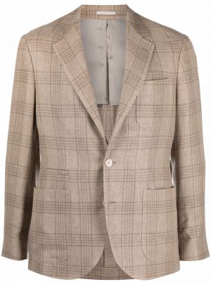 Trykt sjekket lang blazer Brunello Cucinelli