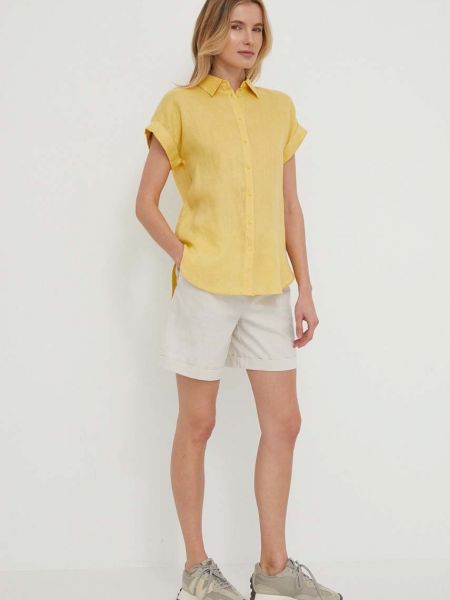 Lniana koszula relaxed fit Lauren Ralph Lauren żółta