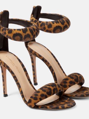 Леопардовые кожаные сандалии с принтом Gianvito Rossi