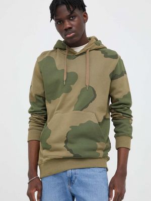 Pamučna hoodie s kapuljačom s printom s uzorkom zvijezda G-star Raw zelena