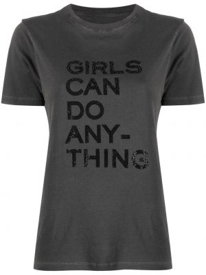 T-shirt avec imprimé slogan en coton à imprimé Zadig&voltaire gris