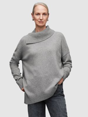 Меланжов пуловер Allsaints сиво