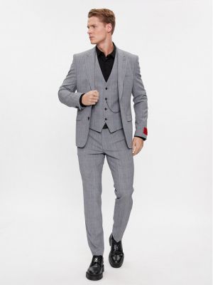 Slim fit oblek Hugo šedý