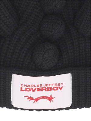 Chunky найлонова вълнена шапка Charles Jeffrey Loverboy черно