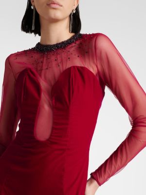 Bavlnené zamatové dlouhé šaty Miss Sohee ružová
