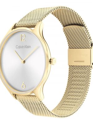 Часы с сеткой Calvin Klein золотые