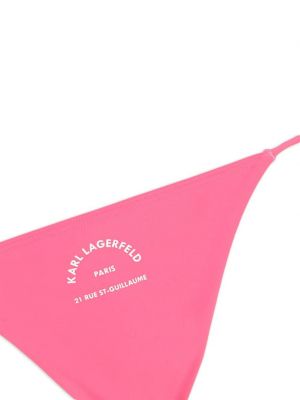 Bikini z niską talią z nadrukiem Karl Lagerfeld różowy