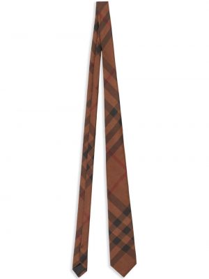 Svilena kravata s karirastim vzorcem Burberry rjava