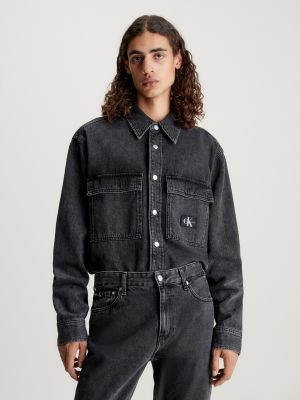 Camisa vaquera de algodón bootcut Calvin Klein Jeans negro