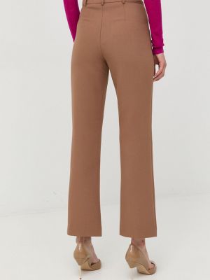 Jednobarevné kalhoty s vysokým pasem Bardot hnědé
