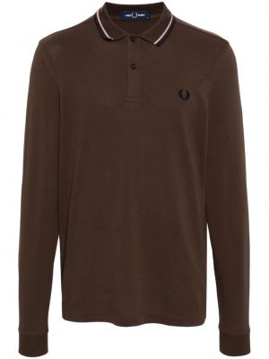 Tricou polo cu broderie din bumbac Fred Perry maro