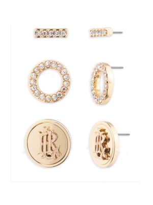 Σκουλαρίκια με διαφανεια Lauren Ralph Lauren χρυσό