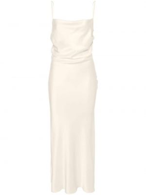Saténové dlouhé šaty Nanushka bílé