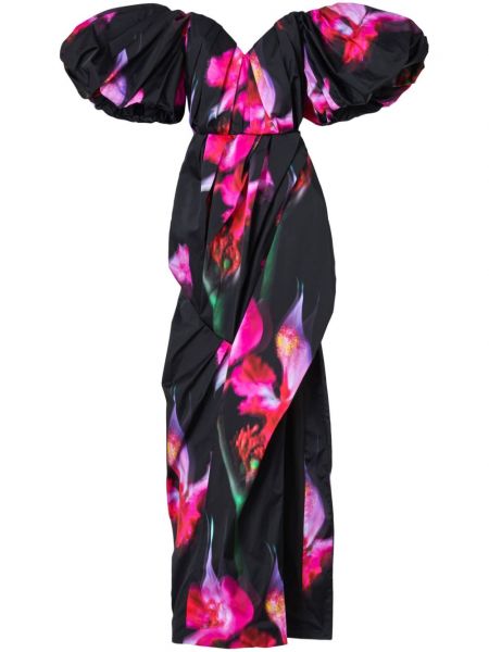 Květinové koktejlové šaty s potiskem Marc Jacobs černé