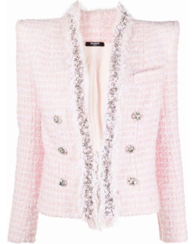 Chaqueta de tweed Balmain rosa