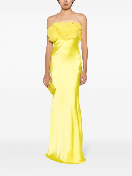 Květinové večerní šaty Rachel Gilbert žluté