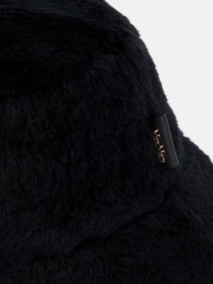 Hodvábna vlnená čiapka z alpaky Max Mara čierna
