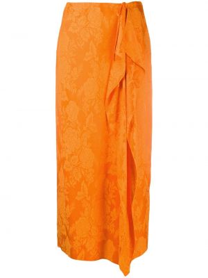 Žakardinis gėlėtas sijonas The Attico oranžinė