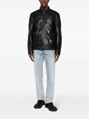Kožená bunda na zip Calvin Klein černá